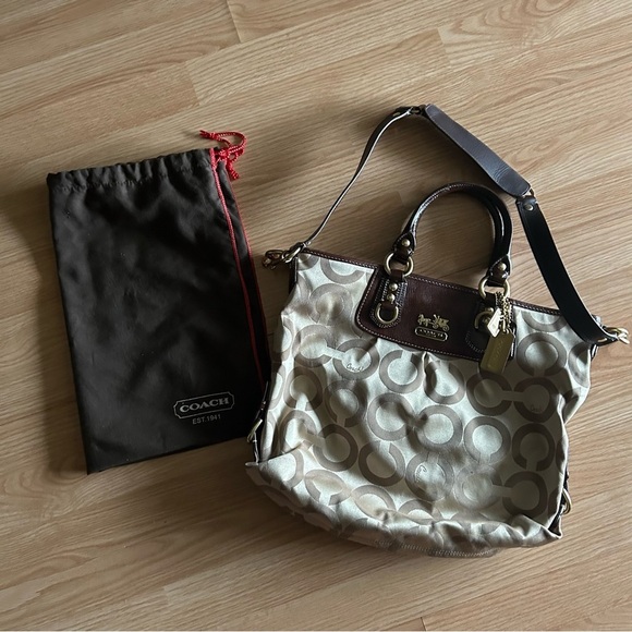 Coach Madison Julianne Op Art Brown Tote Satchel Bag - Picture 1 of 12